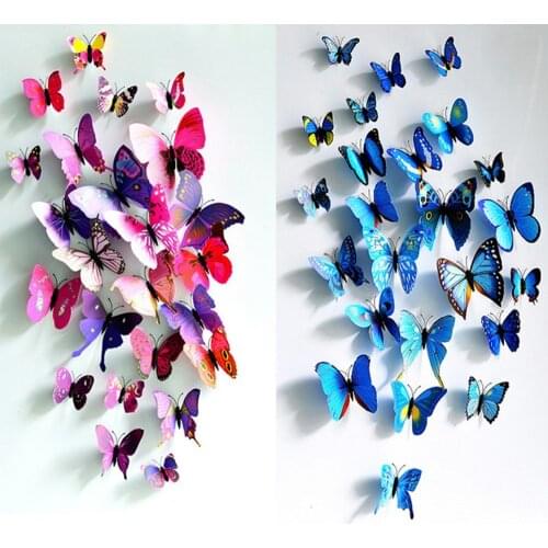 12PCS 3D PVC Wall Stickers Magnet Butterfly 3D Wallpaper Home Decor High Quality Wall Stickers 3D Wallpapers For Living Room