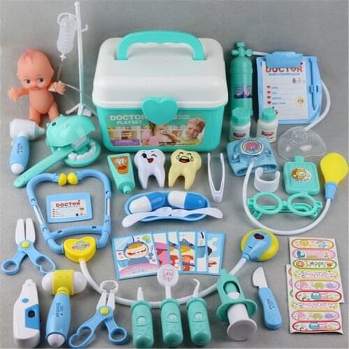 44 Pcs/Set Girls/Boy Role Play Doctor Game Medicine Simulation Dentist Treating Teeth Pretend Play Toy For Toddler Baby Kids