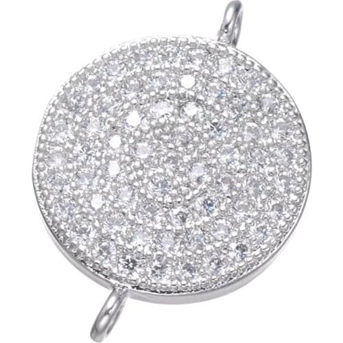 5pcs Jewelry Shining Zircon Round Charms For Jewelry Making Diy Micro Pave Crafts Connectors Jewelry Accessories High Quality