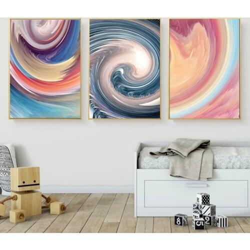 Abstract Colorful Wavy Rainbow Oil Painting on Canvas Wall Art Posters Prints Wall Pictures for Living Room Home Cuadros Decor