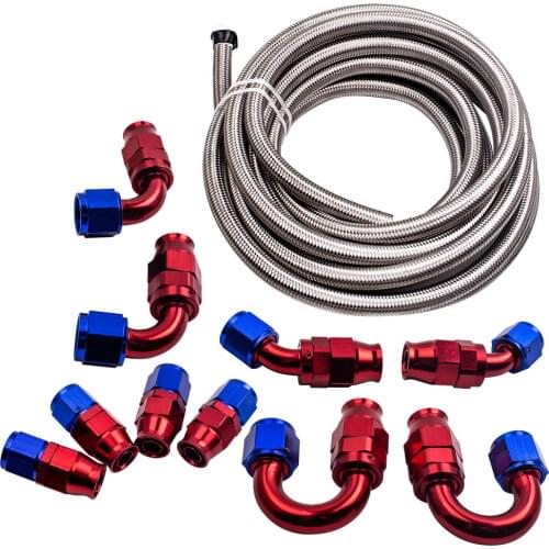 20Feet Stainless Steel Braided Fuel Line 10 Fitting Hose End Adaptor Swivel