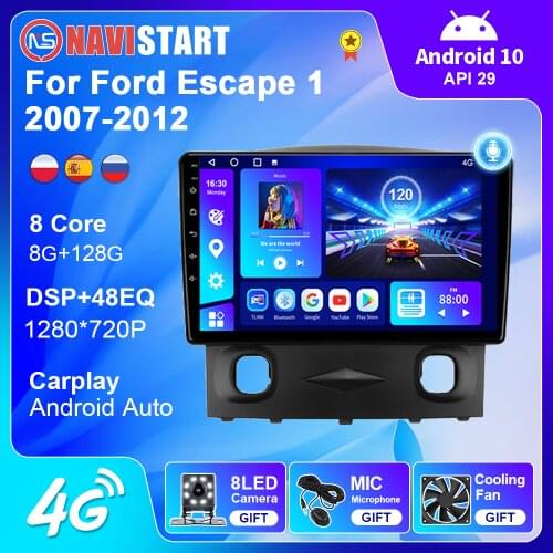9 Inch Android 10 For Ford Escape 1 2007-2012 Car Radio GPS Navigation Android Auto 4G WIFI BT DSP Carplay 2 Din No DVD Player