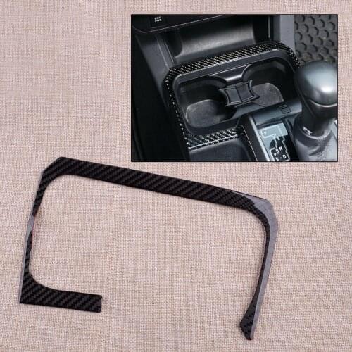 Car Carbon Fiber Central Control Water Cup Holder Trim Frame Fit for Toyota Tacoma 2015 2016 2017 2018 2019 2020 Left Hand Drive