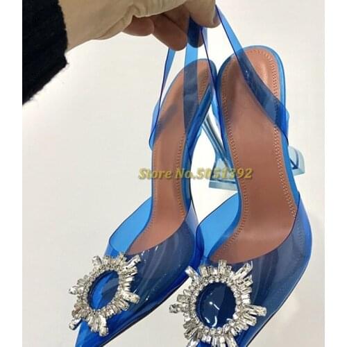 Sexy PVC Clear Crystal Shoes High heel Sandals Women high quality Goblet heels Summer Party shoes Designer Wedding Shoes Woman