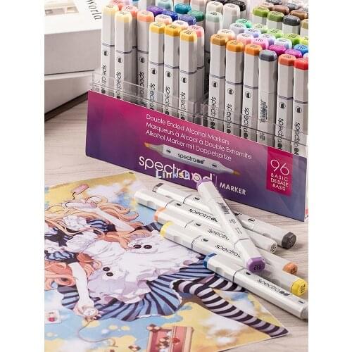 Chartpak Spectra AD Marker Set In Plastic Case, Tri-Nib and Brush Dual-Tip, Color Dries Fast, Is Permanent and Non-toxic