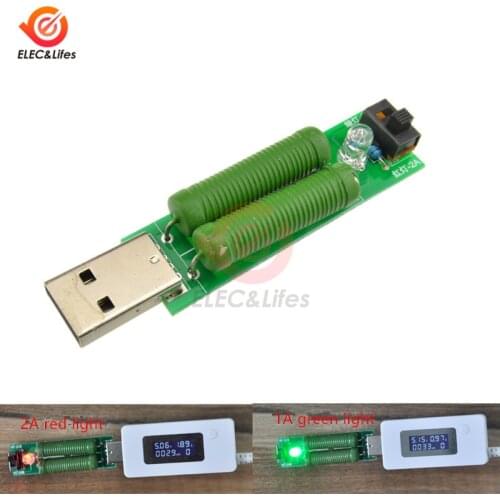 Electronic USB Mini Discharge Load Resistor 2A/1A With Switch 1A Green LED 2A Red LED Indicator Module Testing Aging Resistor
