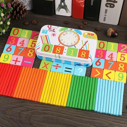 Figure Blocks Counting Sticks Education Wooden Toys Building Intelligence Block Montessori Mathematical Wooden Box Children Gift