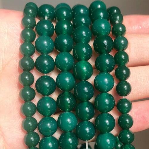 6/8/10/12mm Smooth Natural Green Agates Onyx Stone Beads For Diy Bracelet Accessories Jewellery Making Bracelet 15