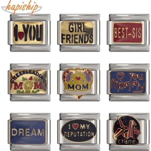 Hapiship 2018 New Top 9mm Width Original Daisy MOM Dream Love Italian Charm Bracelet Stainless Steel Jewelry Making DJ060