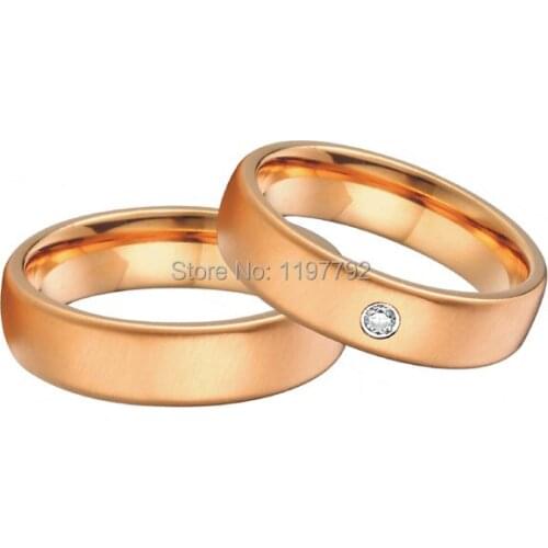 Tailor made classic rose gold color titanium engagement ring settings for him and her