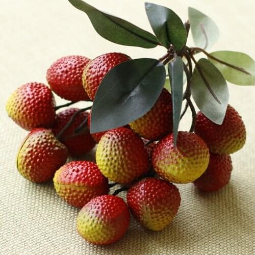 Artificial Fruit Litchi Simulation Fruits 16 heads Plastic Solid Cabinet Home Decor Party Fake Fruit Model Mold Photo Prop
