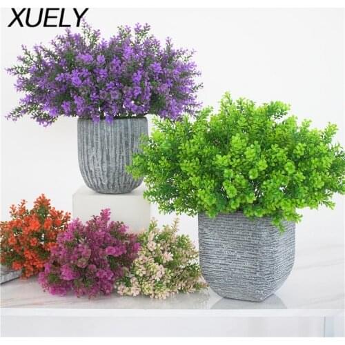 6Fork artificial plants lucky grass green plants indoor home wedding decoration fake plants plastic hotel stage office diy decor