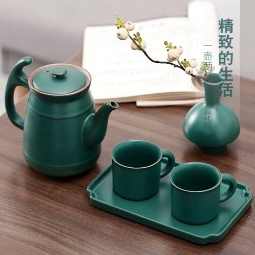 Chinese Vintage Creative Teapot Green Kitchen Handmade Ceramic Tea Pot Small Business Gift Container Czajnik Teaware Ed50cf