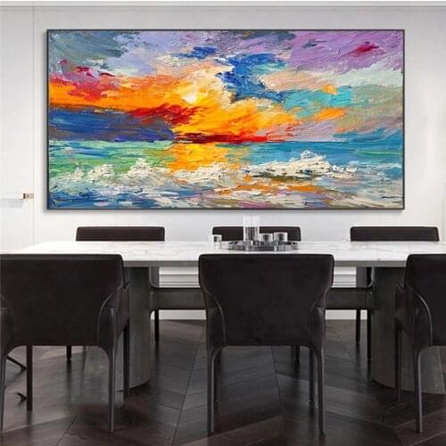 Colorful Abstract Sunset Canvas Paintings Print Wall Art Poster and Prints Modern Graffiti Art Pictures for Living Room Cuadros