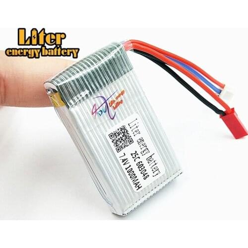 7.4V 1000mAH Lipo Battery For MJXRC X600 F46 X601H JXD391V aircraft 7.4 V 1000 mAH 2S Lipo battery 7.4 JST plug 603048 25C