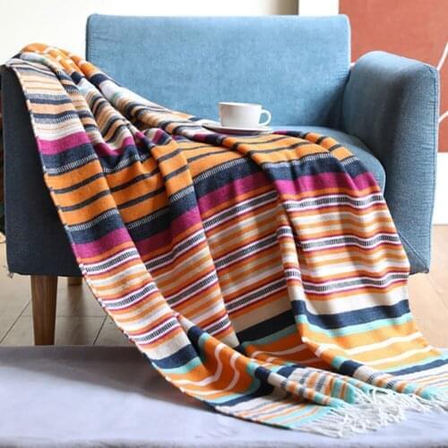 Mexican Tablecloth Summer Air Conditioning Blanket Rainbow Woven Bed Flag Picnic Tv Blanket Lunch Break Warm Quilt