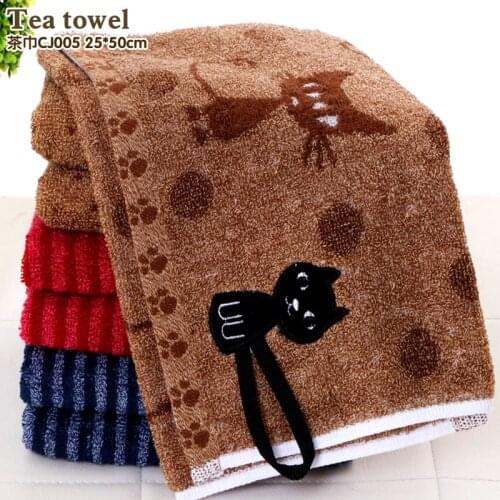 Fashion cartoon cat soft and comfortable cotton towel Deep color can be linked to a small towel Hook towel Children towe
