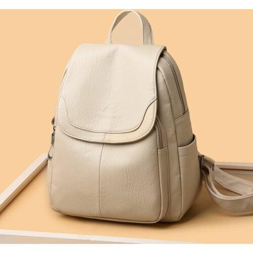 Fashion Leather Laptop Computer Backpack for Women 2021 Mochilas Para Mujer Large Capacity Travel Bags High Quality School Bags