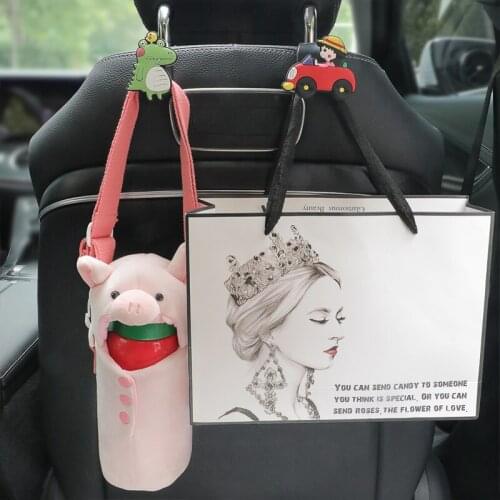 Cartoon cute personality gift Car Rear Seat Hook Hidden Car Seat Hanger Universal Storage Holder For Bag Cloth Handbag Durable