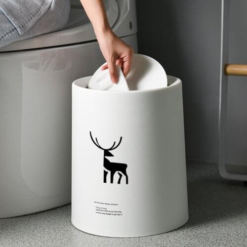 Nordic Toilet Trash Can Simple Cute Round Creative Kitchen Living Room Waste Bins with Lid Kosz Na Smieci Home Products DG50WB