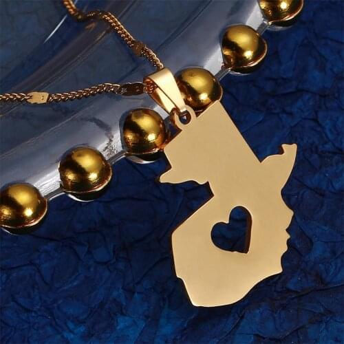 Stainless Steel Guatemala Map Pendant Necklace Trendy Map of Guatemala Heart Chain Jewelry
