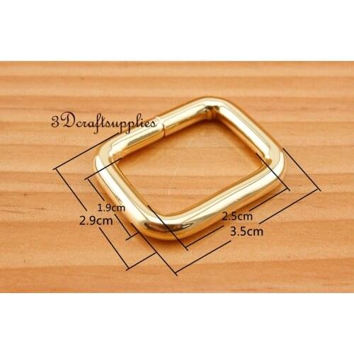 Rectangle Rings webbing Belt buckle golden 25 mm 1 inch 10 pcs U190