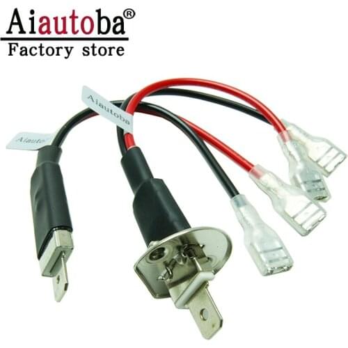 Carbar OEM H1 Socket/Adapter Wires Compatible With Aftermarket Xenon Converison Light or H1 LED Headlight Bulbs Installation