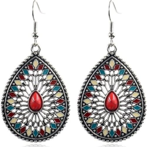 Korean Fresh Water Drop Earrings Danglers Personality Silver Color Dripping Oil Alloy Earrings For Women Fashion Hollow Jewelry