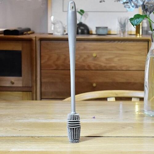 Milk Bottle Brush Rubber TPR Bristles Long Handle Cleaning Brush for Vacuum Flask Thermos