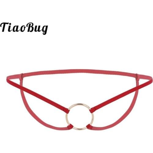 TiaoBug Men Sexy Panties Hot Lingerie Low Waist Penis Metal O-Rings Crotchless Thong G-String Underpants Hombre Gay Underwear
