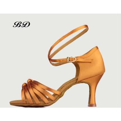 BD 2350 Dance Shoes Ballroom Women Latin shoes Dancing WOMAN Shoe High Heels Rumba Discount FREE BAGS Tie Shoelaces SATIN 2018