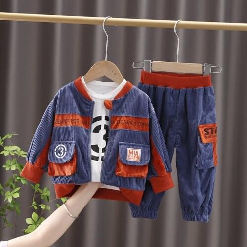 2021 Spring Children Casual Clothes Baby Boys Girls Outwear Jacket T Shirt Pants 3Pcs/sets Kids Infant Tracksuit 1 2 3 4 5 YEARS