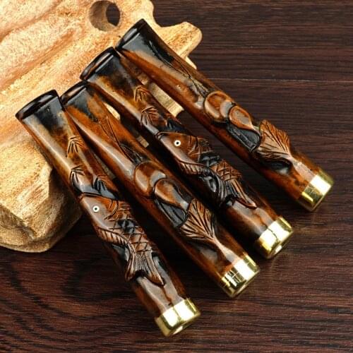 Vintage Sea willow wood cigarette holder filter Washable circular Exquisite carved pattern Fathers Day Gift Package
