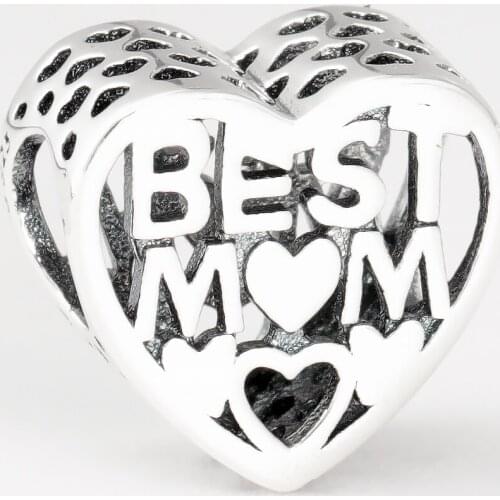 Free Shipping Authentic 925 Sterling Silver I Love Mother Best MOM Heart Charm Fit Original Bracele For Women DIY Jewelry Beads