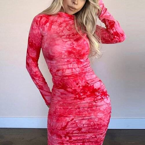 Vantage Turtleneck Bodycon Midi Dress Women 2020 High Street Long Sleeve Ruched Slim Zipper Club Party Dress Vestidos De Verano