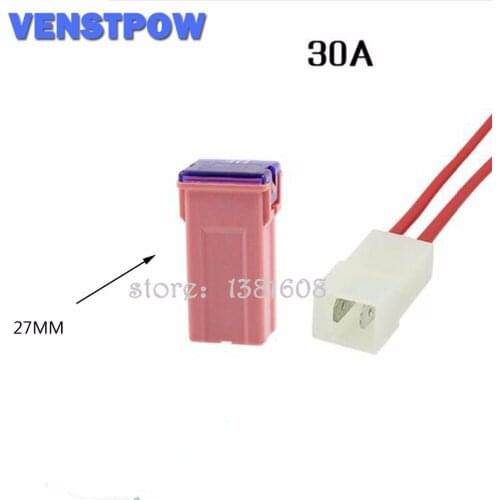 1PC 30A Waterproof Insurance Auto Square Fuse Tube PEC JT for Car Air Conditioning Insurance Fan + 2 Pins Socket