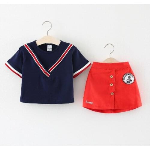 2019 Toddler Clothes Set For Girls Short Sleeve t-shirt + Skirt 2 pieces Baby School Clothes Wear LIttle Girl Summer Suit 3 Year