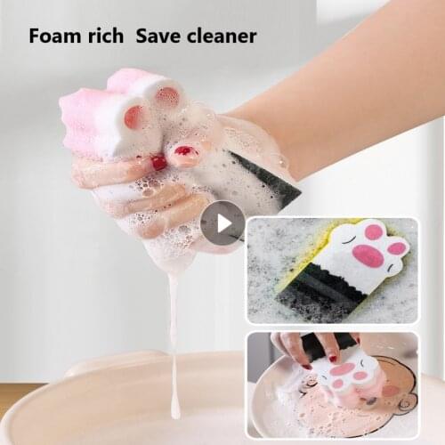 3pcs Sponge Block Cleaning Brush Household Cat Claw Sponge Wipe Thickening Decontamination Kitchen Brush Pot Dishwashing Selling