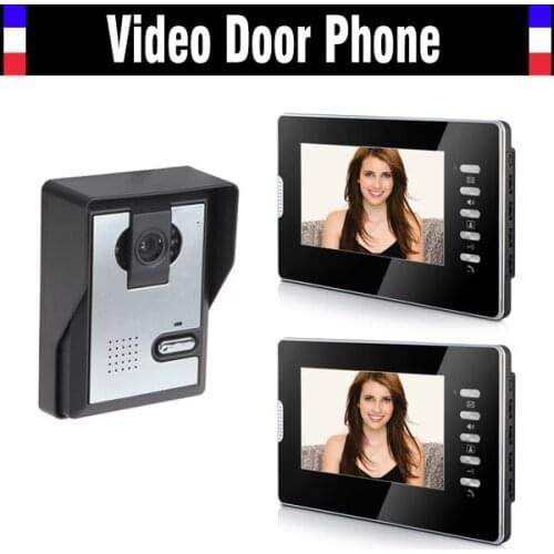 7 Inch Monitor Handfree Video Door Phone Intercom Doorbell Camera Kits 1 Camera 2 Monitor Night Vision Call and Intercom