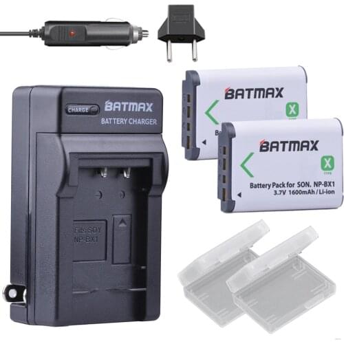 2Pc 1600mAh NP-BX1 NP BX1 Battery + AC Charger Kit for SONY DSC RX1 RX100 RX100iii M3 M2 RX1R WX300 HX300 HX400 HX50 HX60 GWP88