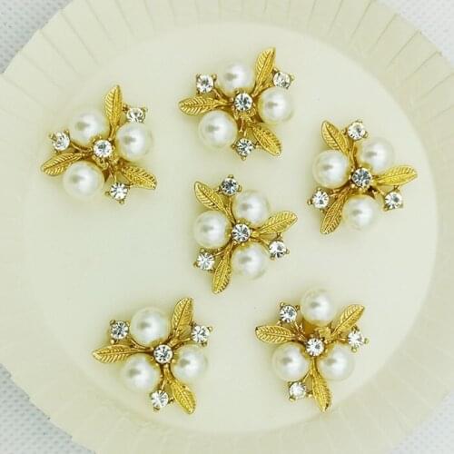 Korean version of the new alloy leaves flower heart pearl accessories DIY headwear accessories wholesale FH091 50pcs