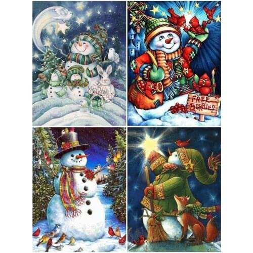 5D DIY Diamond Painting Snowman Full Drill Landscape Diamond Embroidery Cross Stitch Rhinestones Mosaic Christmas Gift