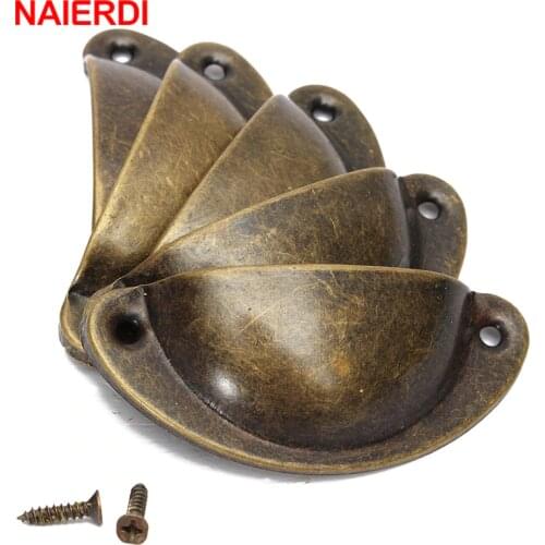 NAIERDI 20PCS Antique Handles Vintage Cabinet Knobs Retro Drawer Door Box Handle Cupboard Brass Frame Pull Furniture Hardware