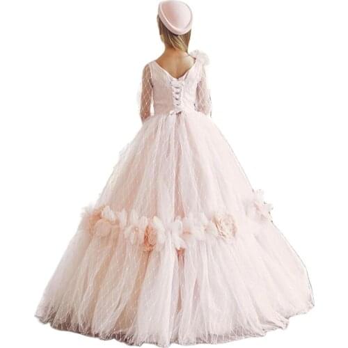 Wide Straps Cute Ball Gown Tulle Flower Girls Dresses 2021 New Elastic Band Back Adjustable Communion Dresses Vestidos Primera