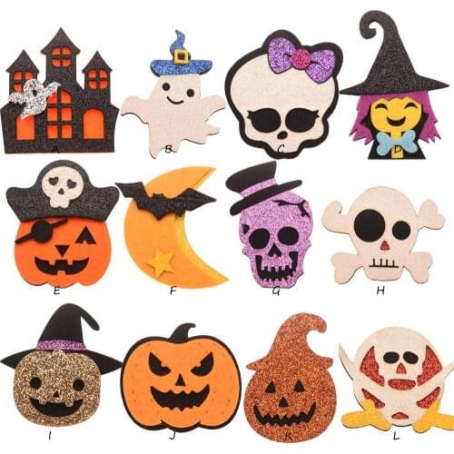 12PCS 2inch Halloween Supplies for Hair Bows Center Cute Hair Accessories for Baby Girls Hairclip Barrettes DIY Hair Rope