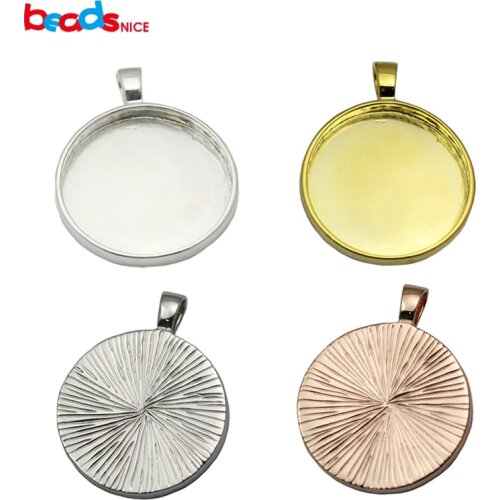 Beadsnice Round Bezel Pendant Setting 925 Sterling Silver Cabochon Base 25 mm Round Bezel Tray DIY Jewelry Bezel Cups ID 32637