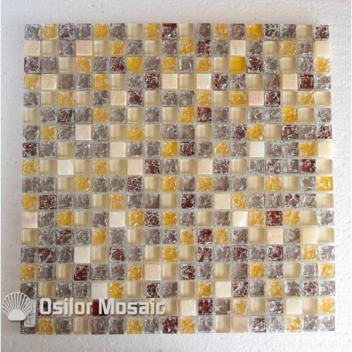 Free shipping cracked pattern glass crystal stone mosaic tile for bathroom or living room wall tile