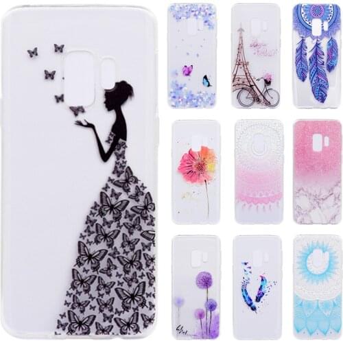 Case For Samsung Galaxy S9 Plus Silicone Case For Samsung S9 Case Transparent Soft Flower Marble Back Cover Smasung Accessories
