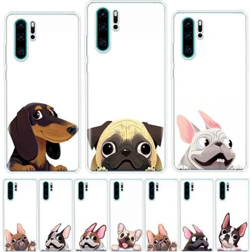 Cute Animal Pug Dog Cartoon Bulldog Phone Case For Huawei Honor 9 10 20 Lite Pro 7A 7X 8S 8X 8A 9X 1020i Y5 Y6 Y7 Y9 2019 V20 Co