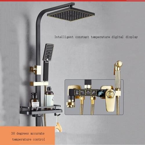 Lntelligent Button Shower System Constant Temperature Digital Display Shower Set Household Full Access Bathroom Shower Head